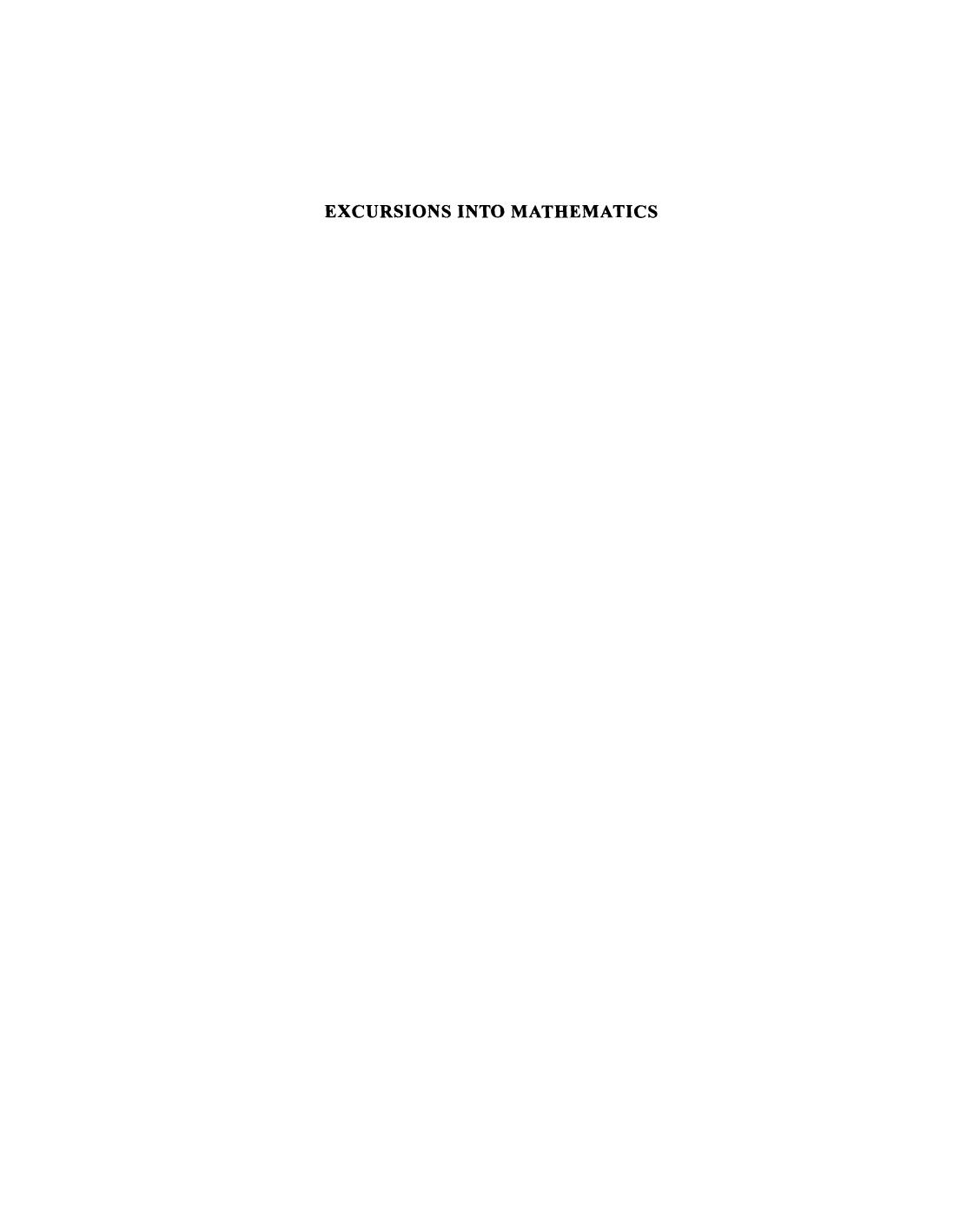 Excursions into Mathematics by Anatole Beck Michael N. Bleicher Donald W. Crowe