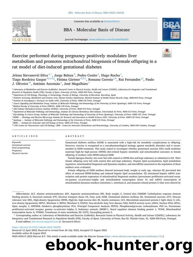 Exercise performed during pregnancy positively modulates liver metabolism and promotes mitochondrial biogenesis of female offspring in a rat model of diet-induced gestational diabetes by unknow