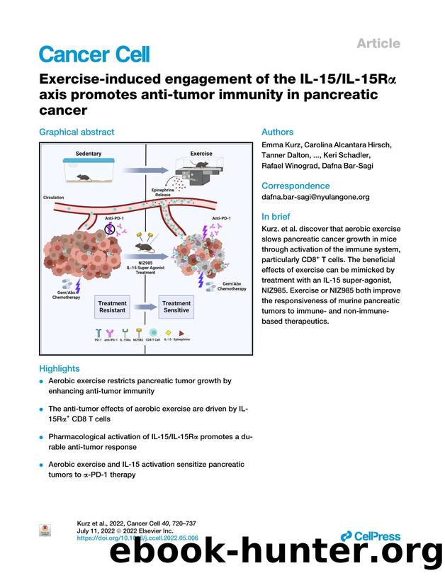 Exercise-induced engagement of the IL-15IL-15R&alpha; axis promotes anti-tumor immunity in pancreatic cancer by unknow