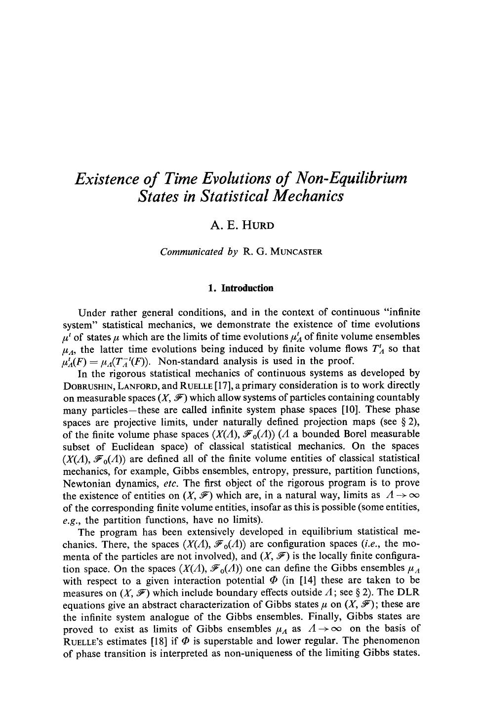 Existence of time evolutions of non-equilibrium states in statistical mechanics by Unknown
