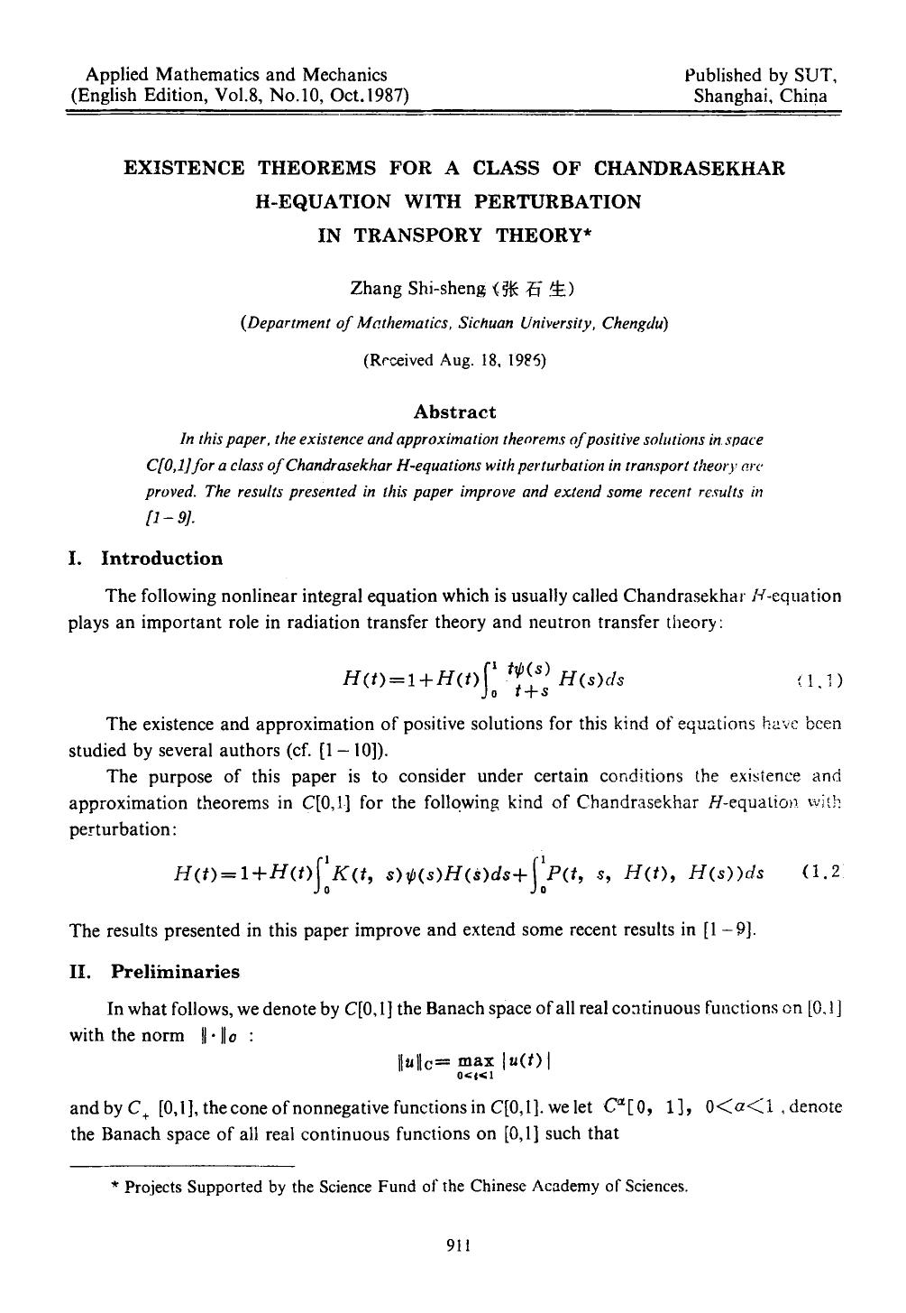 Existence theorems for a class of Chandrasekhar H-equation with perturbation in transpory theory by Unknown