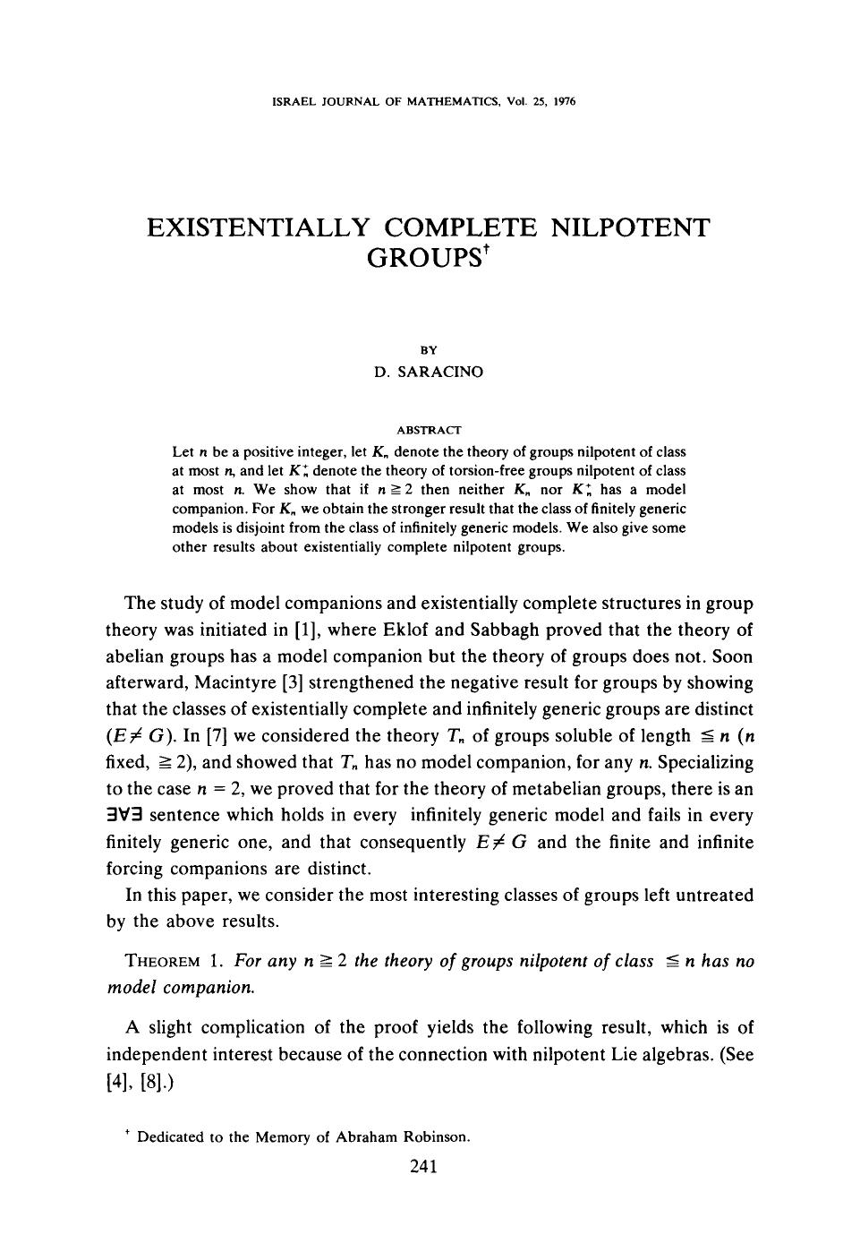 Existentially complete nilpotent groups by Unknown