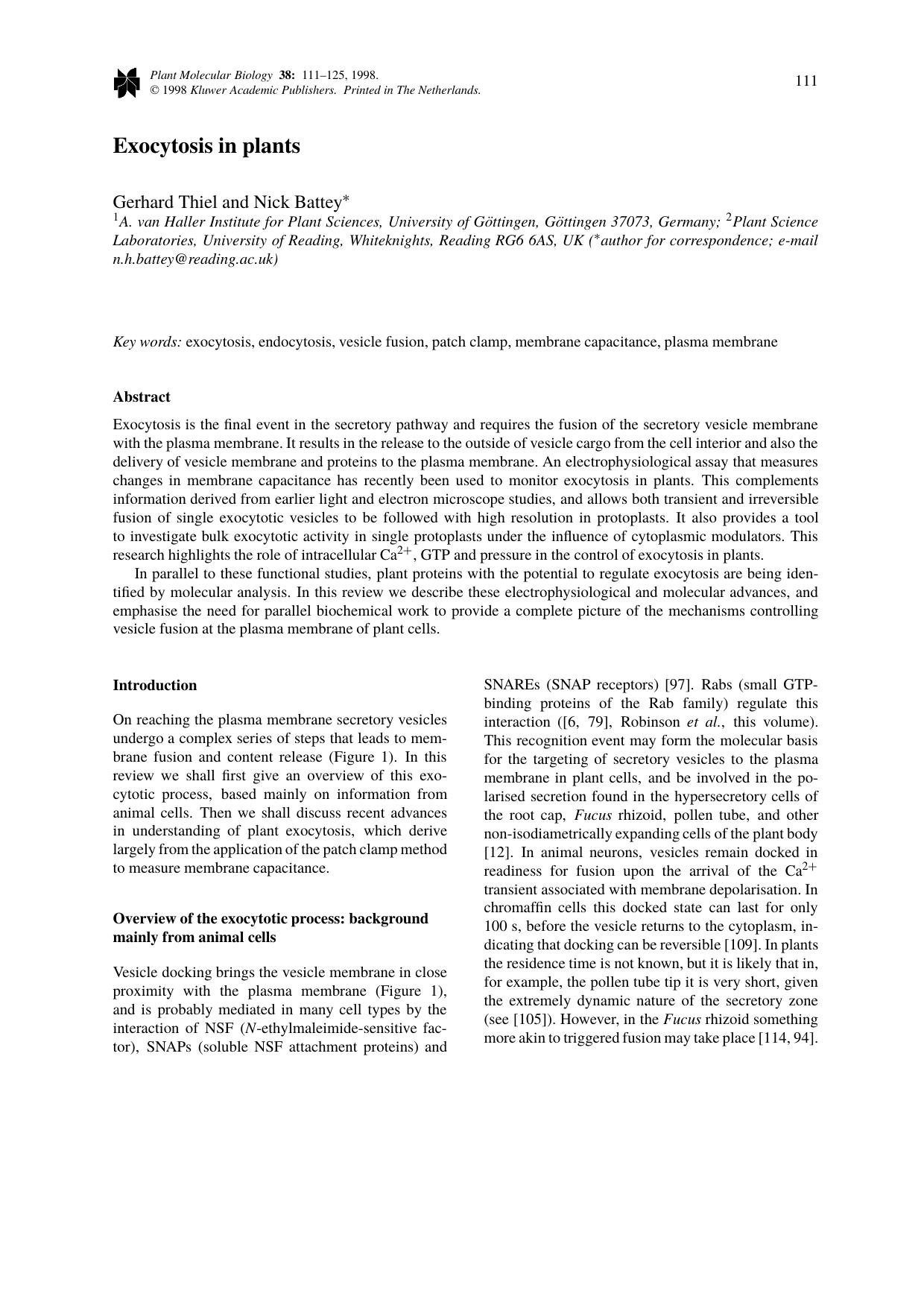 Exocytosis in plants by Unknown