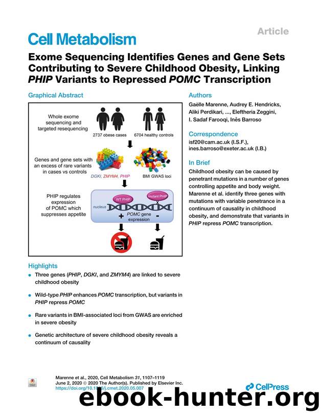 Exome Sequencing Identifies Genes and Gene Sets Contributing to Severe Childhood Obesity, Linking PHIP Variants to Repressed POMC Transcription by unknow
