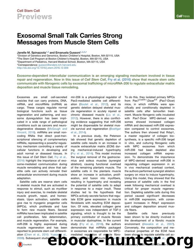 Exosomal Small Talk Carries Strong Messages from Muscle Stem Cells by Janelle M. Spinazzola & Emanuela Gussoni