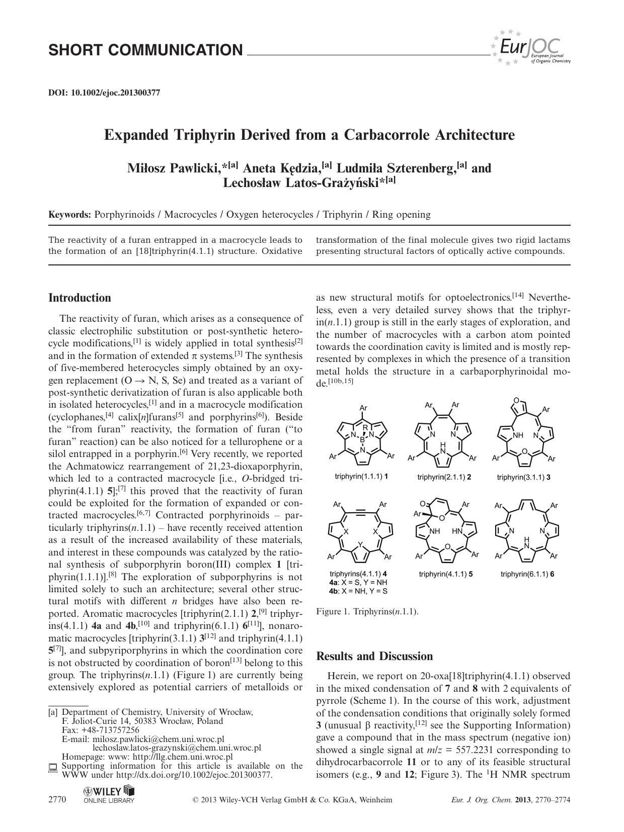 Expanded Triphyrin Derived from a Carbacorrole Architecture by Unknown