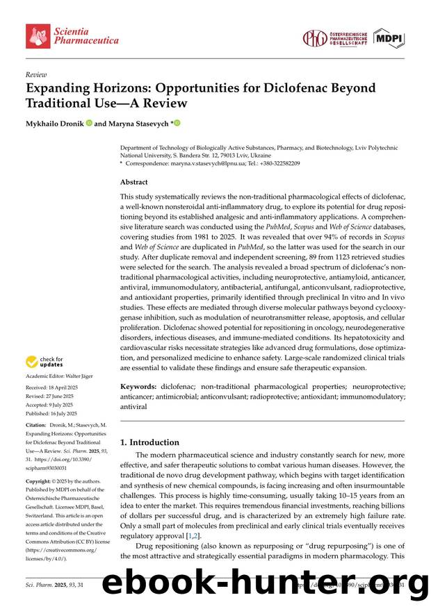 Expanding Horizons: Opportunities for Diclofenac Beyond Traditional UseâA Review by Mykhailo Dronik & Maryna Stasevych