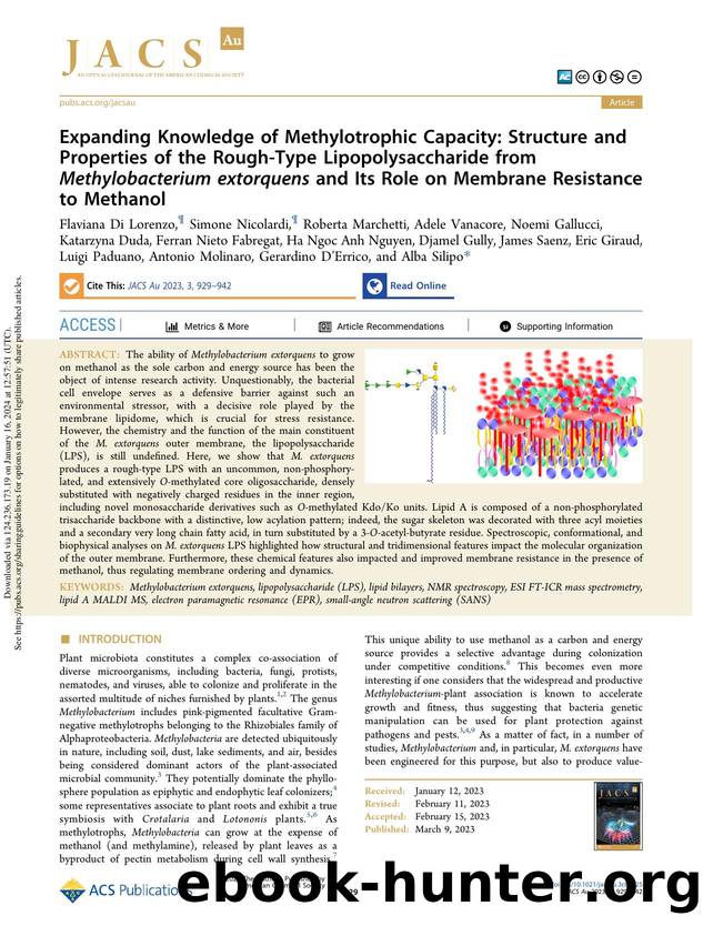 Expanding Knowledge of Methylotrophic Capacity: Structure and Properties of the Rough-Type Lipopolysaccharide from Methylobacterium extorquens and Its Role on Membrane Resistance to Methanol by unknow