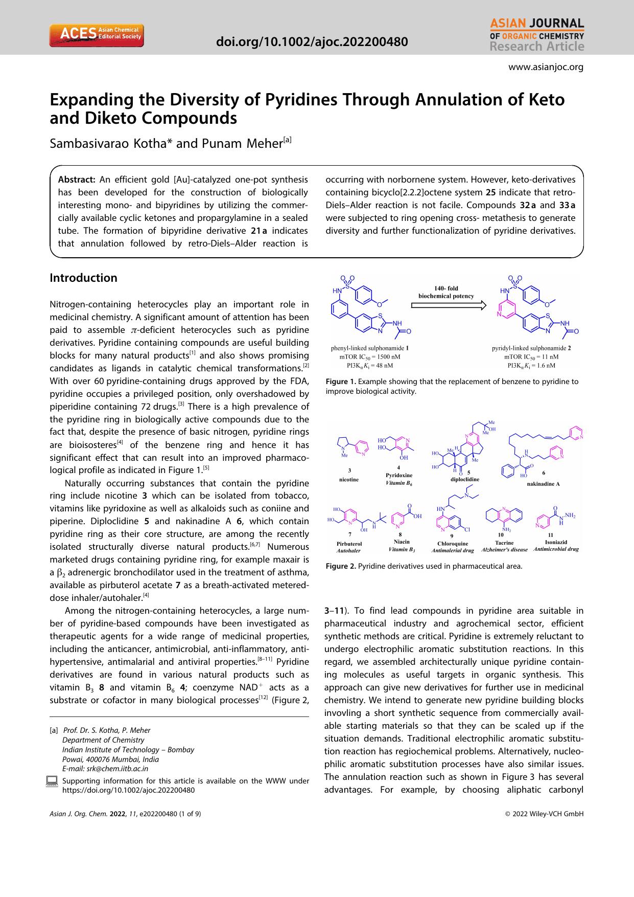 Expanding the Diversity of Pyridines Through Annulation of Keto and Diketo Compounds by Unknown