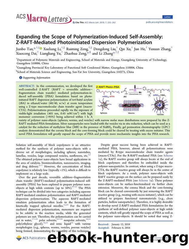 Expanding the Scope of Polymerization-Induced Self-Assembly: Z-RAFT-Mediated Photoinitiated Dispersion Polymerization by unknow