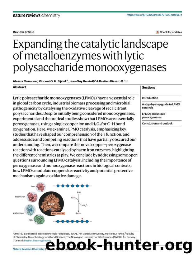Expanding the catalytic landscape of metalloenzymes with lytic polysaccharide monooxygenases by Alessia Munzone & Vincent G. H. Eijsink & Jean-Guy Berrin & Bastien Bissaro