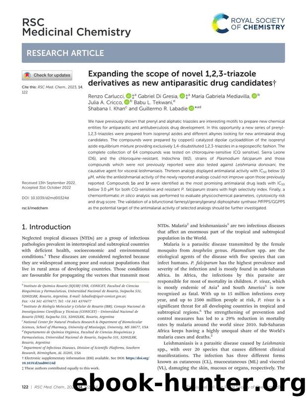 Expanding the scope of novel 1,2,3-triazole derivatives as new antiparasitic drug candidates by unknow