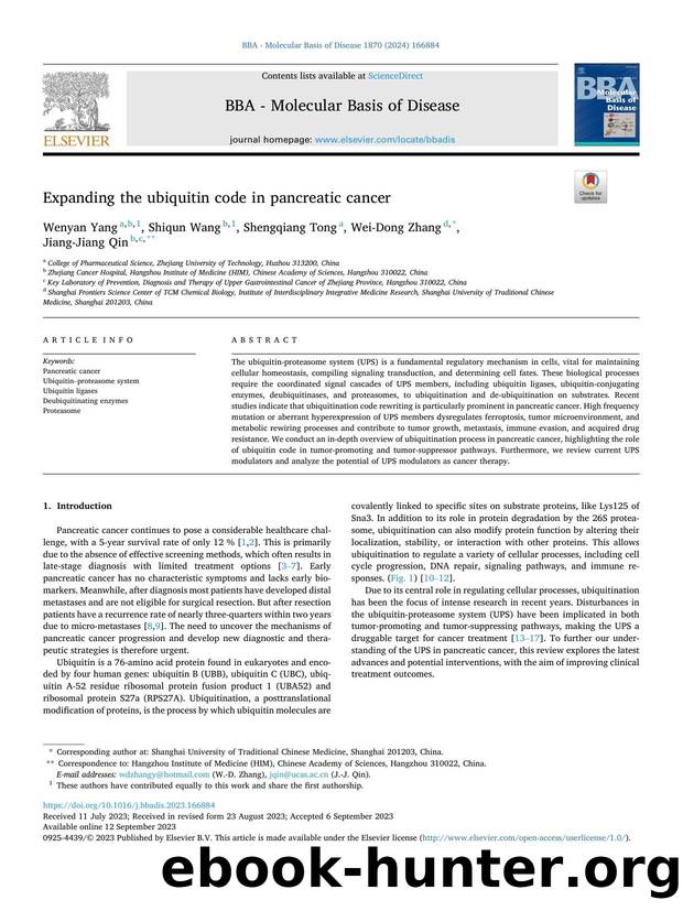 Expanding the ubiquitin code in pancreatic cancer by Wenyan Yang & Shiqun Wang & Shengqiang Tong & Wei-Dong Zhang & Jiang-Jiang Qin