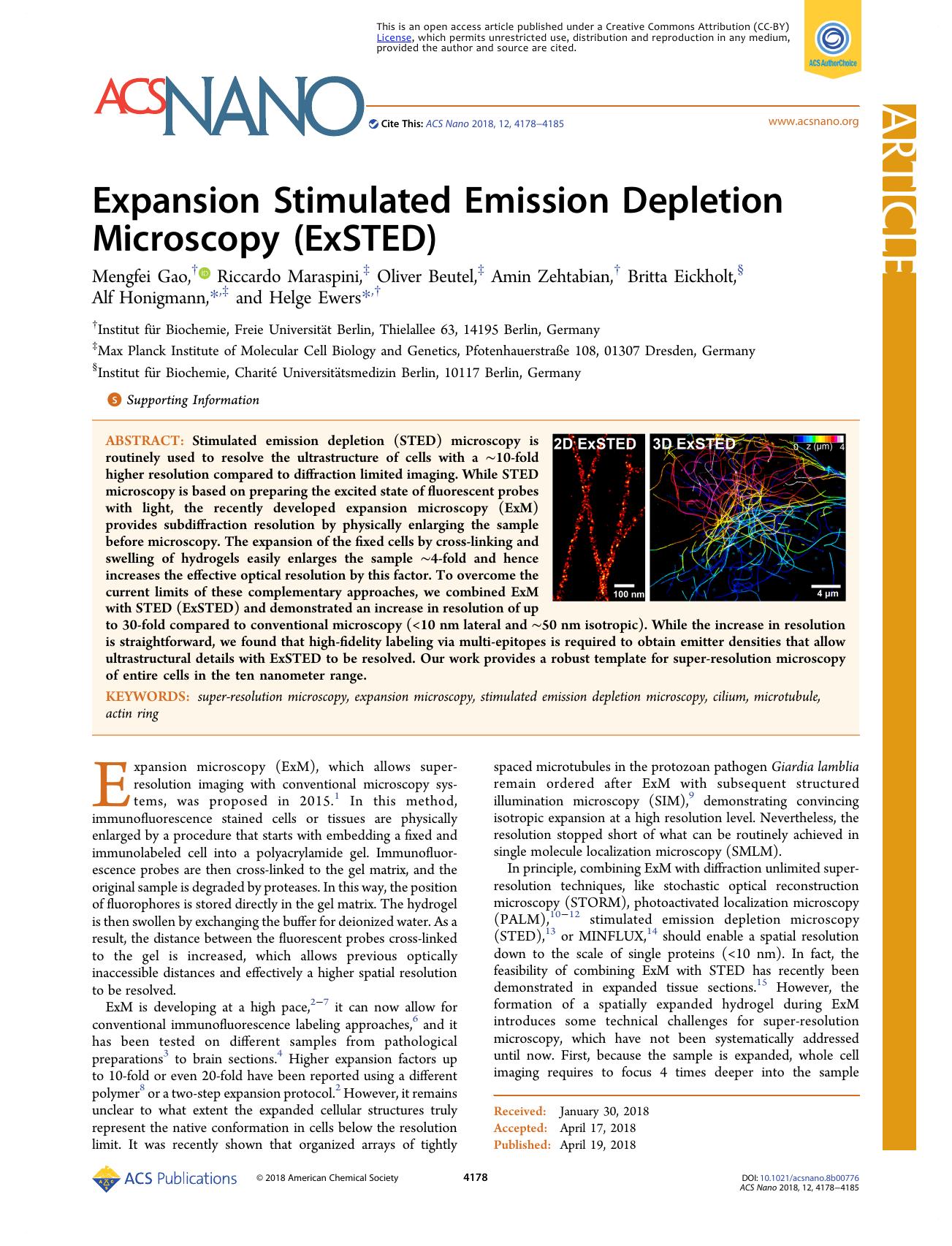 Expansion Stimulated Emission Depletion Microscopy (ExSTED) by unknow