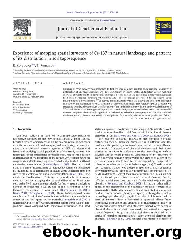 Experience of mapping spatial structure of Cs-137 in natural landscape and patterns of its distribution in soil toposequence by E. Korobova & S. Romanov