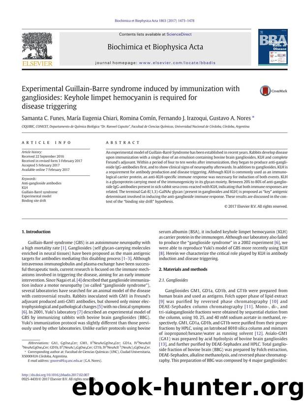 Experimental Guillain-Barre syndrome induced by immunization with gangliosides: Keyhole limpet hemocyanin is required for disease triggering by unknow