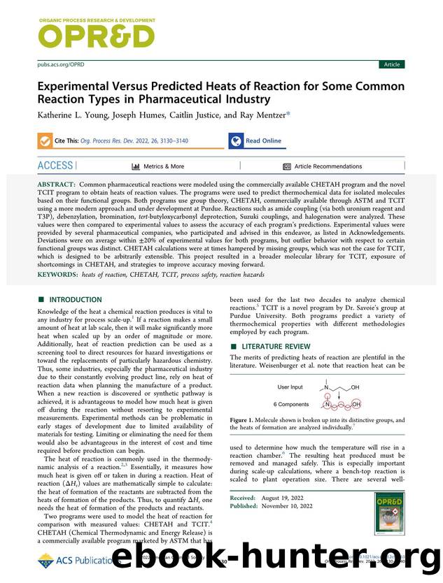 Experimental Versus Predicted Heats of Reaction for Some Common Reaction Types in Pharmaceutical Industry by Katherine L. Young Joseph Humes Caitlin Justice and Ray Mentzer