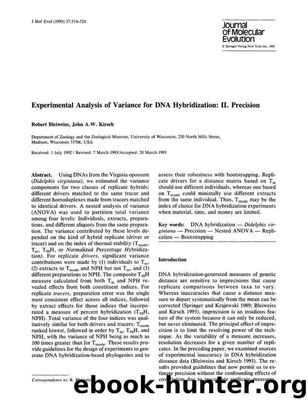 Experimental analysis of variance for DNA hybridization: II. Precision by Unknown