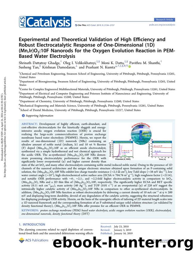 Experimental and Theoretical Validation of High Efficiency and Robust Electrocatalytic Response of One-Dimensional (1D) (Mn,Ir)O2:10F Nanorods for the Oxygen Evolution Reaction in  by unknow