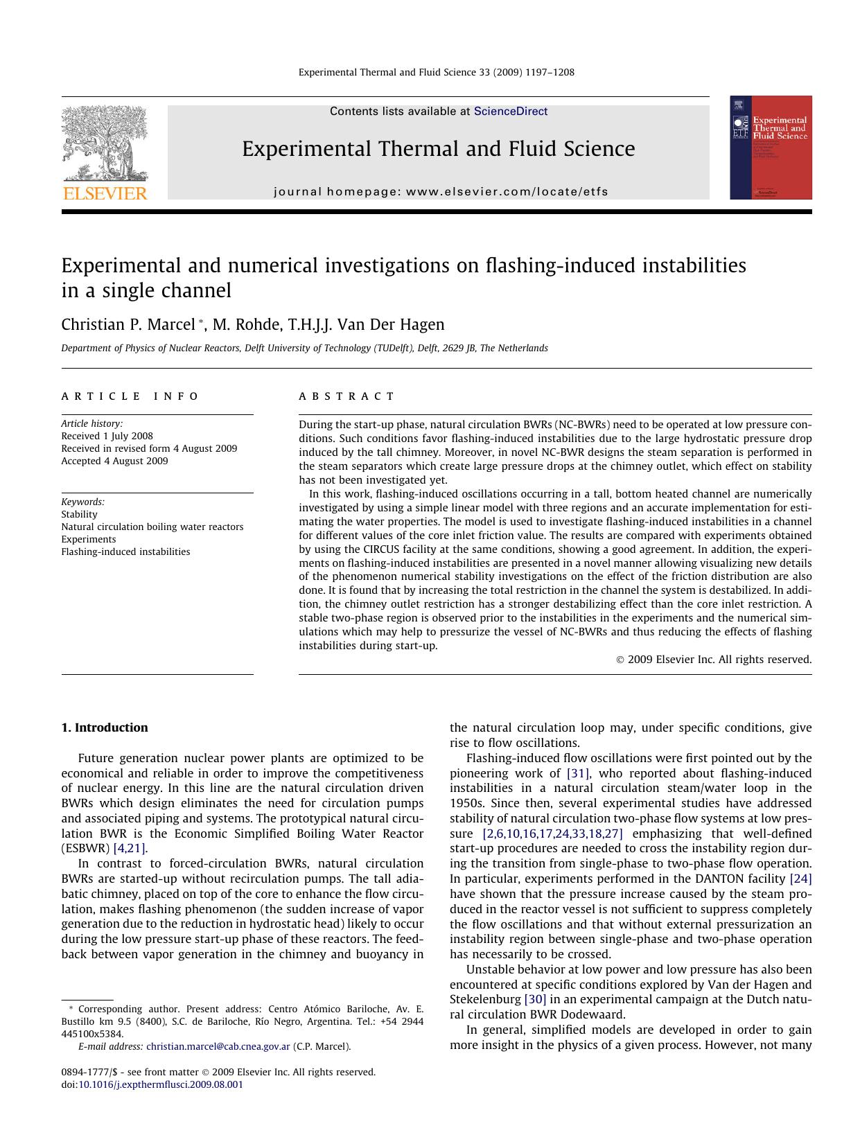 Experimental and numerical investigations on flashing-induced instabilities in a single channel by Christian P. Marcel; M. Rohde; T.H.J.J. Van Der Hagen