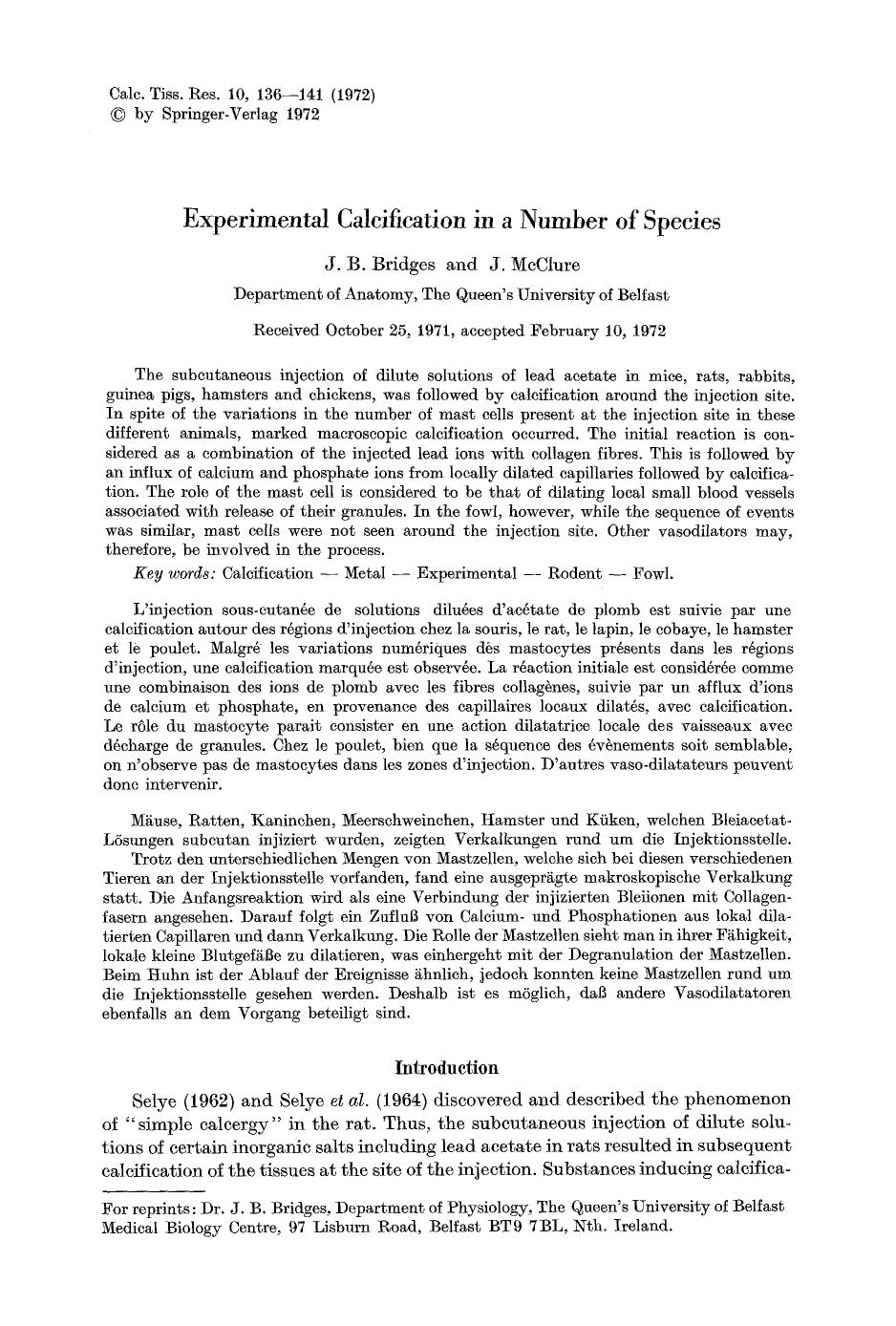 Experimental calcification in a number of species by Unknown