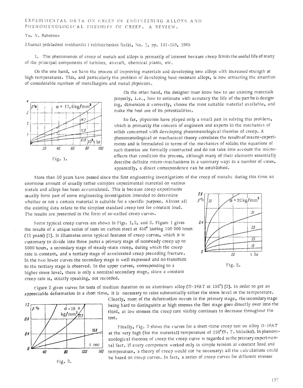 Experimental data on creep of engineering alloys and phenomenological theories of creep. A review by Unknown