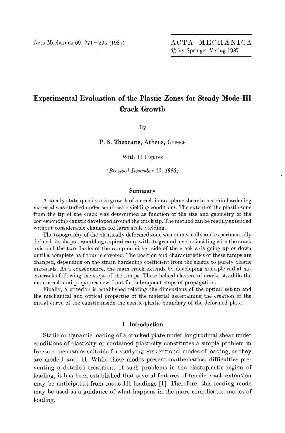 Experimental evaluation of the plastic zones for steady mode-III crack growth by Unknown