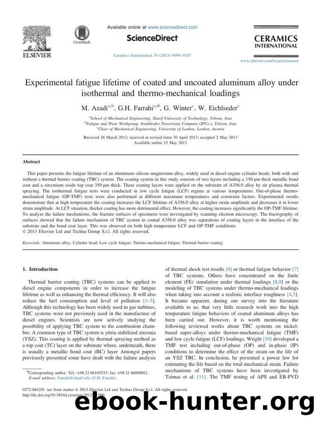 Experimental fatigue lifetime of coated and uncoated aluminum alloy under isothermal and thermo-mechanical loadings by M. Azadi & G.H. Farrahi & G. Winter & W. Eichlseder