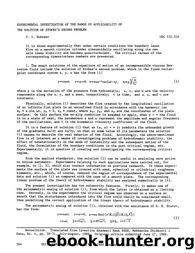Experimental investigation of the range of applicability of the solution of Stokes's second problem by Unknown