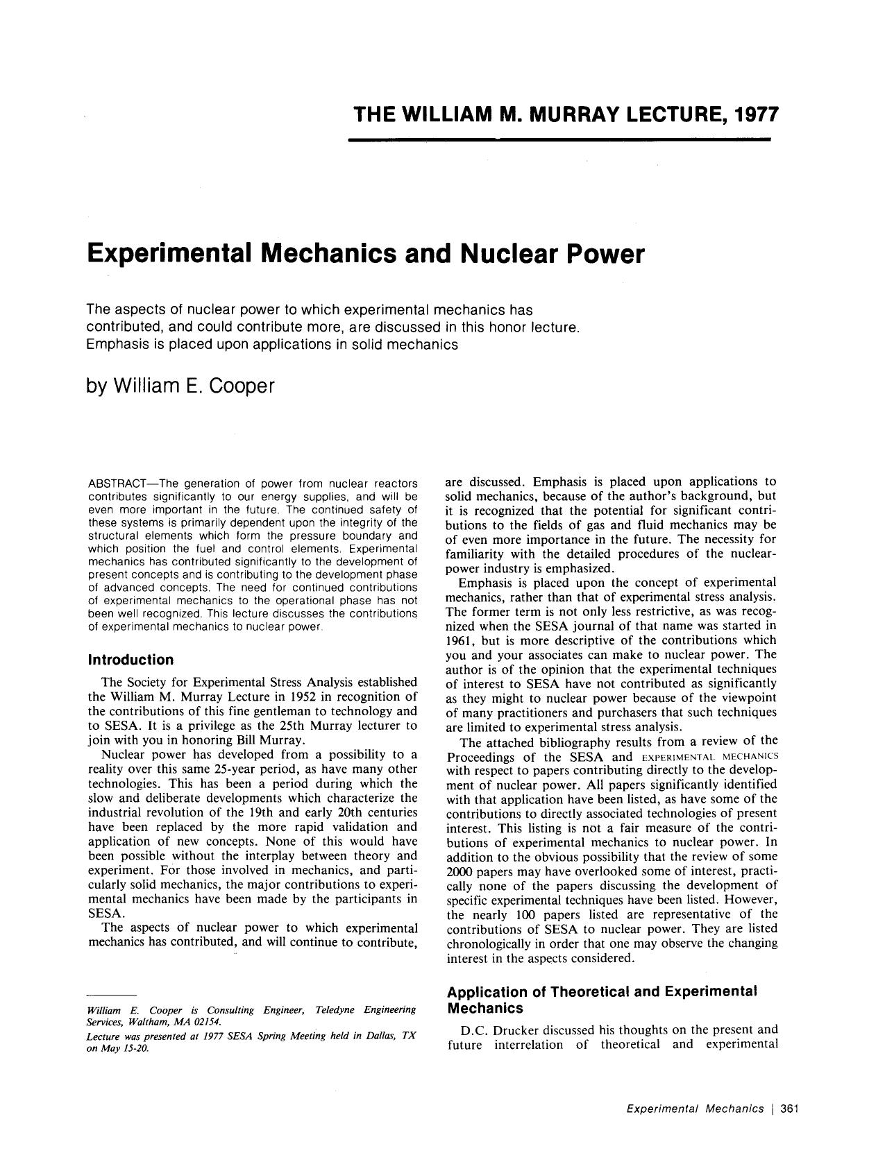 Experimental mechanics and nuclear power by Unknown
