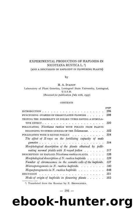 Experimental production of haploids in nicotiana rustical L by Unknown