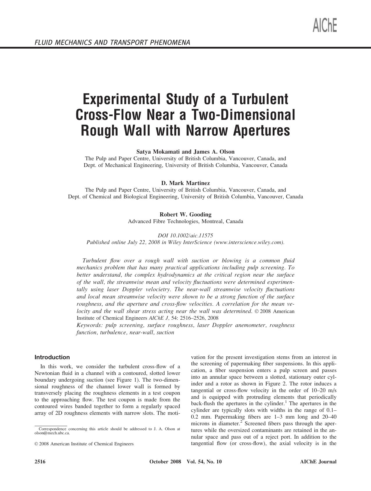 Experimental study of a turbulent cross-flow near a two-dimensional rough wall with narrow apertures by Unknown