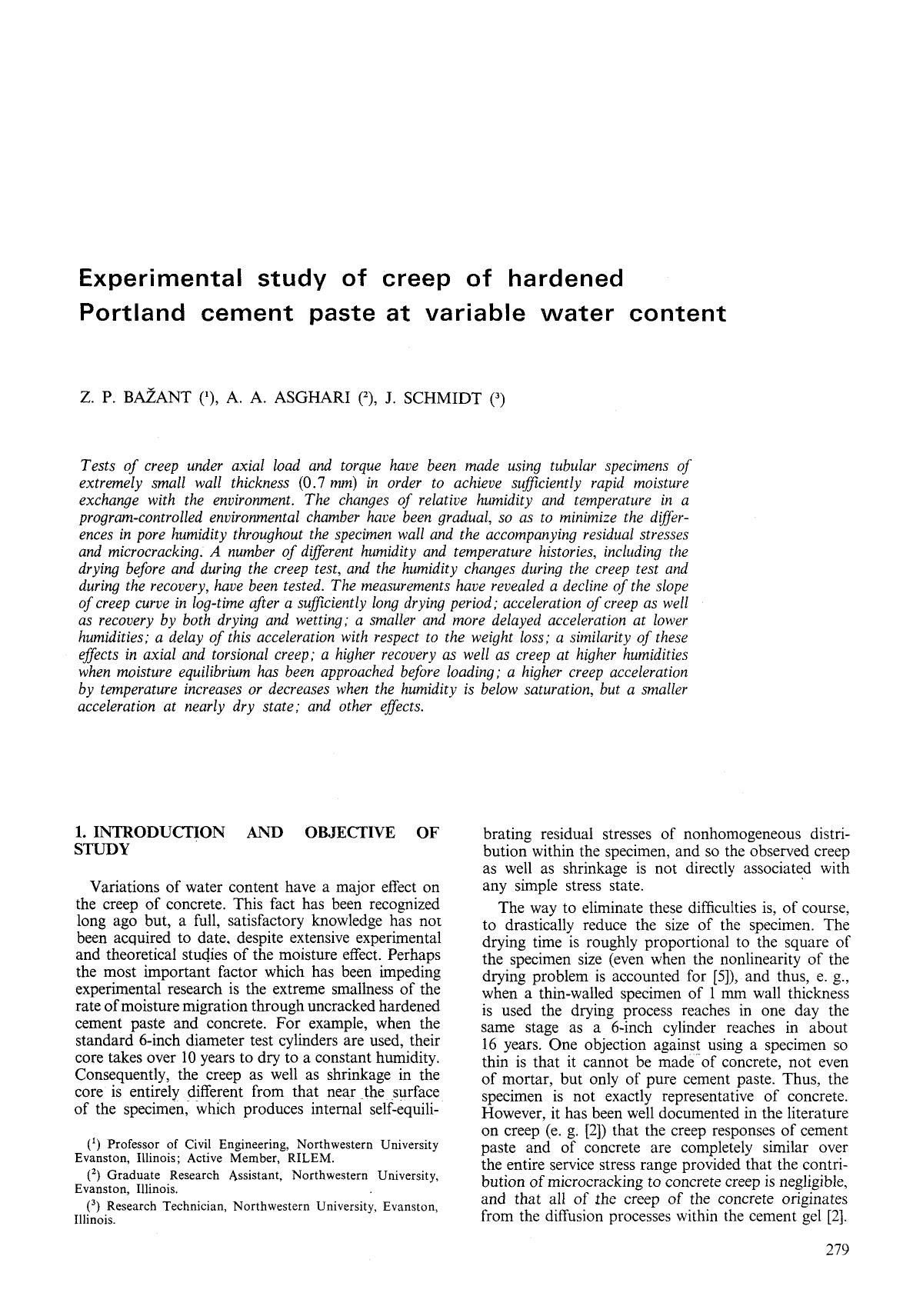 Experimental study of creep of hardened Portland cement paste at variable water content by Unknown