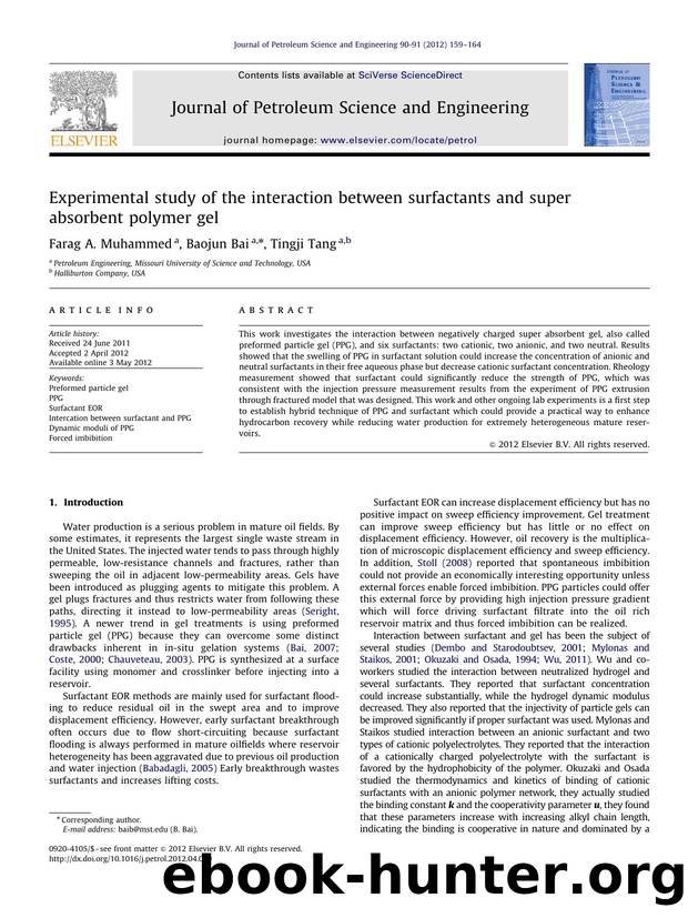 Experimental study of the interaction between surfactants and super absorbent polymer gel by Farag A. Muhammed