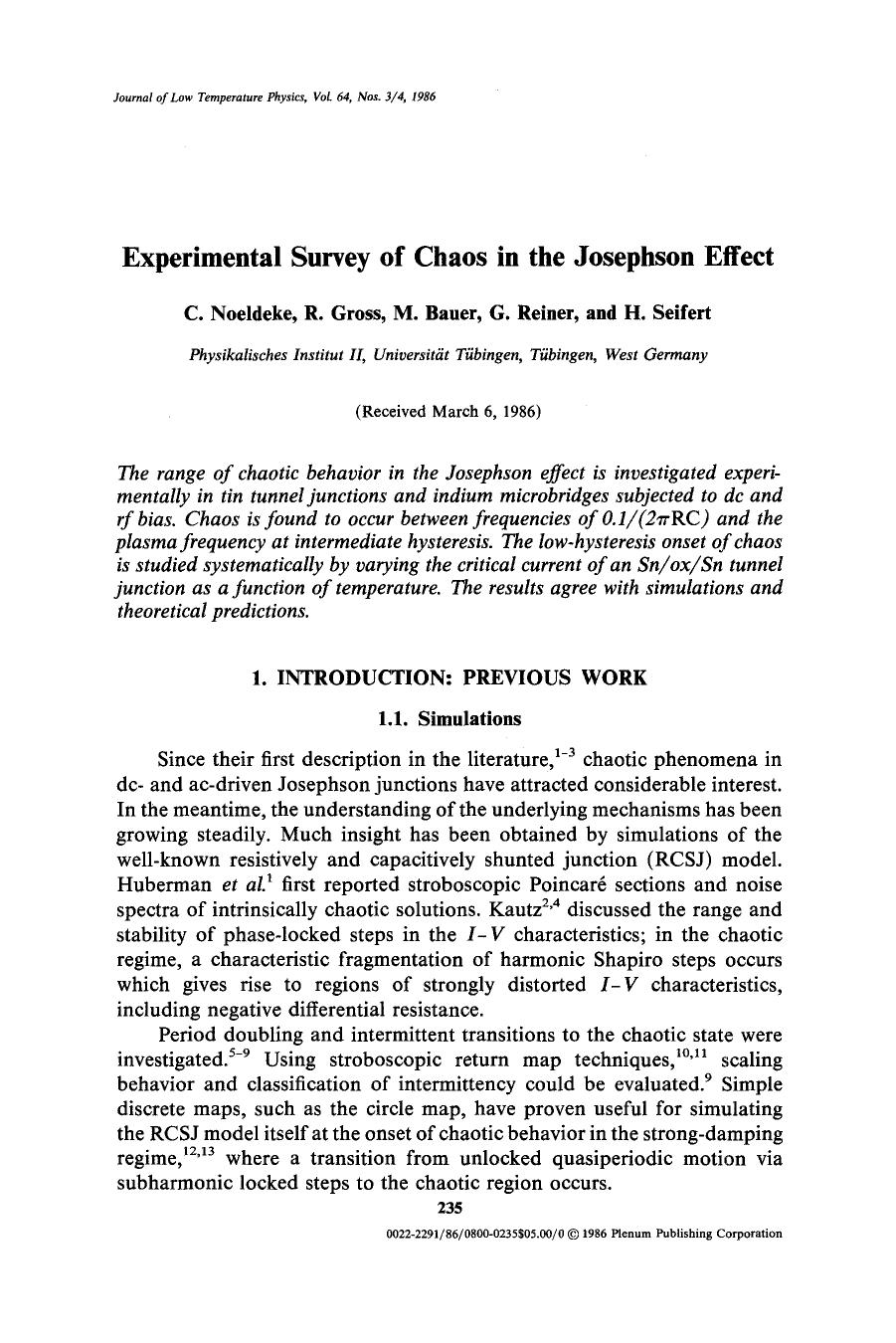 Experimental survey of chaos in the Josephson effect by Unknown