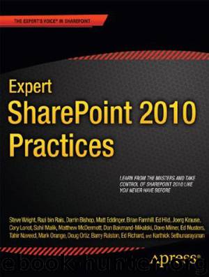 Expert SharePoint 2010 Practices by Sahil Malik Dan Bakmand-Mikalski Darrin Bishop Matt Eddinger Brian Farnhill Ed Hild Joerg Krause Cory Loriot Matthew McDermott David Milner Ed Musters Tahir Naveed Mark Orange Doug Ortiz Razi bin Rais Barry Ralston Ed Richard Karthick Sethunarayanan Steve Wright