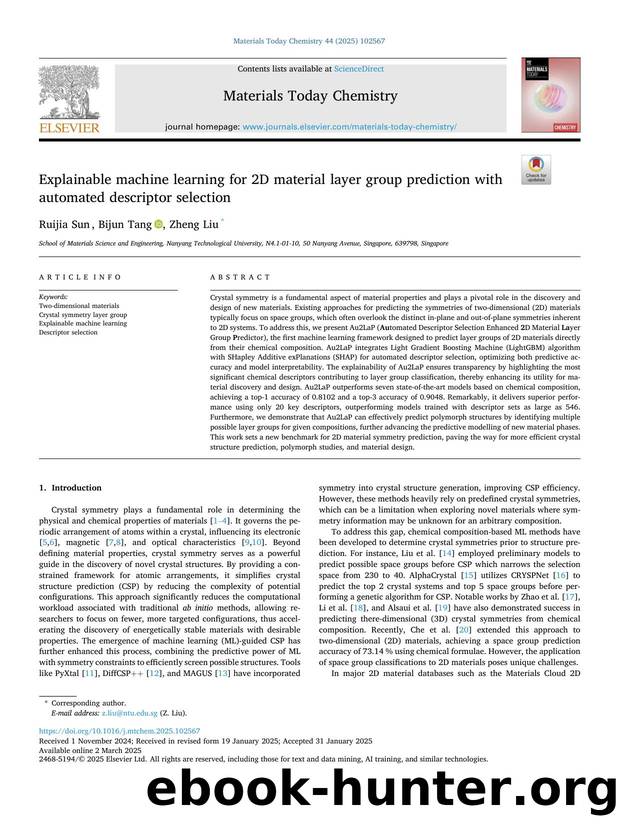 Explainable machine learning for 2D material layer group prediction with automated descriptor selection by Ruijia Sun & Bijun Tang & Zheng Liu