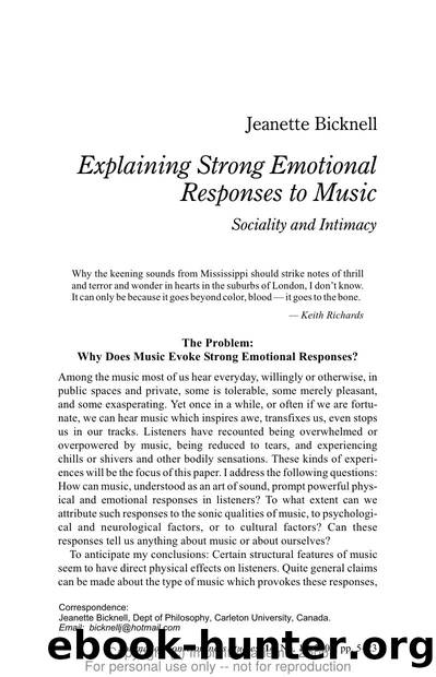 Explaining Strong Emotional Responses to Music by Unknown