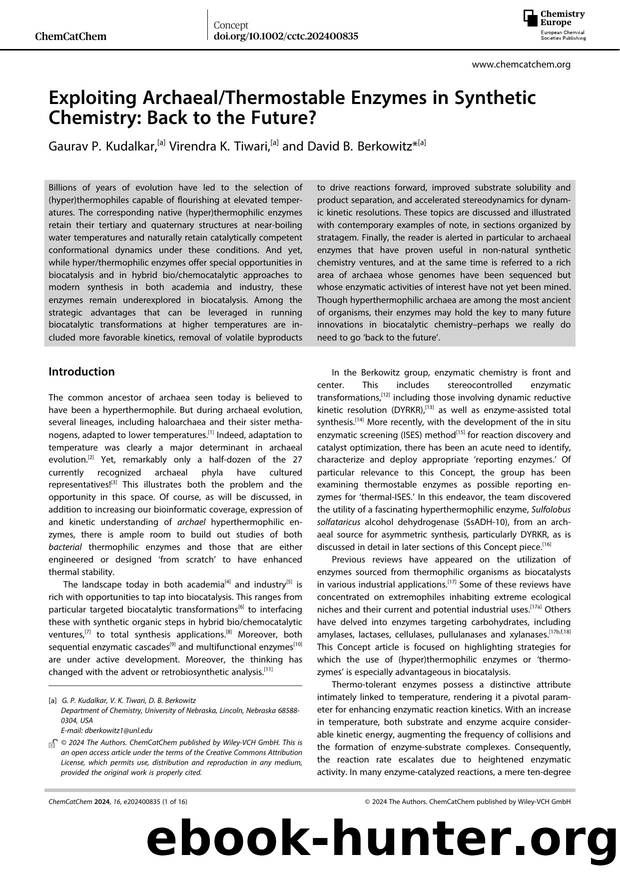 Exploiting ArchaealThermostable Enzymes in Synthetic Chemistry: Back to the Future? by Unknown