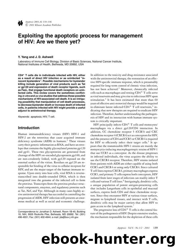 Exploiting the apoptotic process for management of HIV: Are we there yet? by Unknown