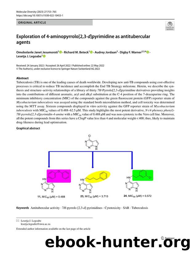 Exploration of 4-aminopyrrolo[2,3-d]pyrimidine as antitubercular agents by unknow