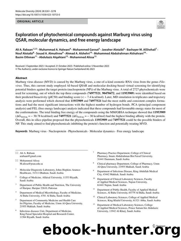 Exploration of phytochemical compounds against Marburg virus using QSAR, molecular dynamics, and free energy landscape by unknow