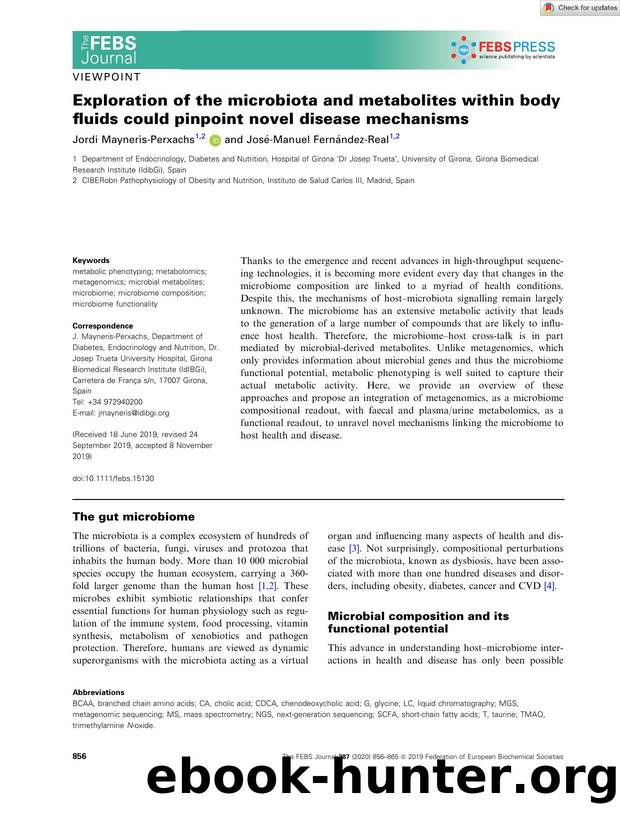 Exploration of the microbiota and metabolites within body fluids could pinpoint novel disease mechanisms by Unknown