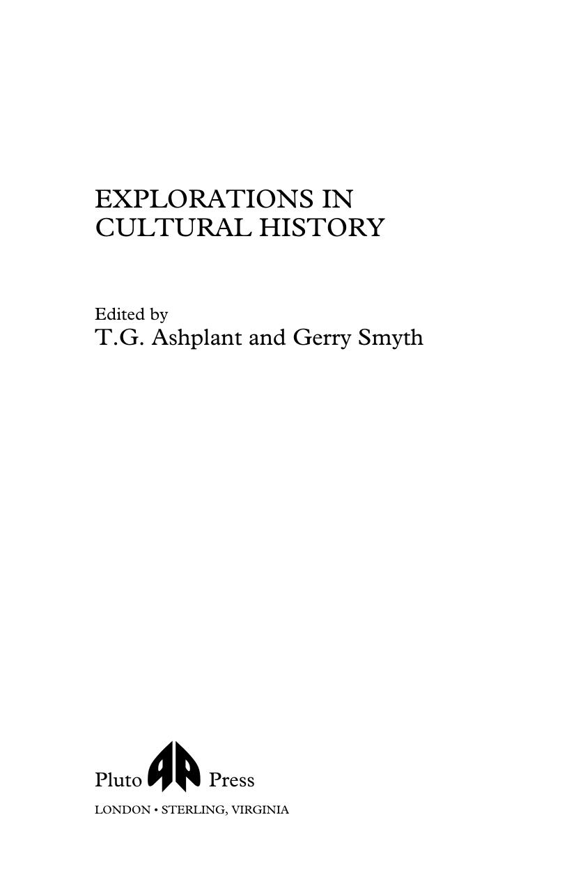 Explorations In Cultural History by T. G. Ashplant Gerry Smyth