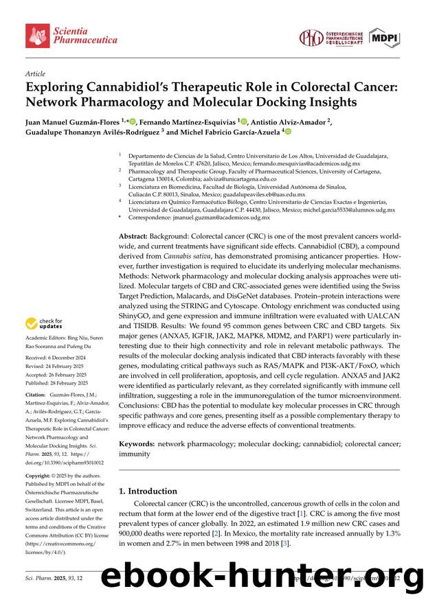 Exploring Cannabidiolâs Therapeutic Role in Colorectal Cancer: Network Pharmacology and Molecular Docking Insights by unknow