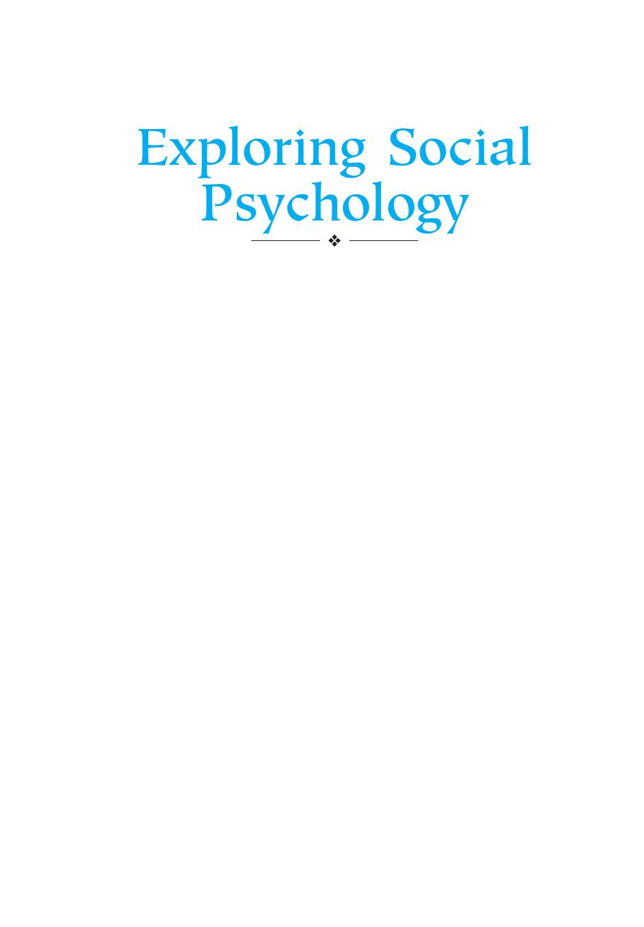 Exploring Social Psychology by David Myers