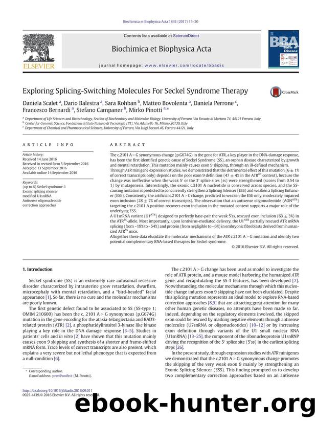 Exploring Splicing-Switching Molecules For Seckel Syndrome Therapy by unknow