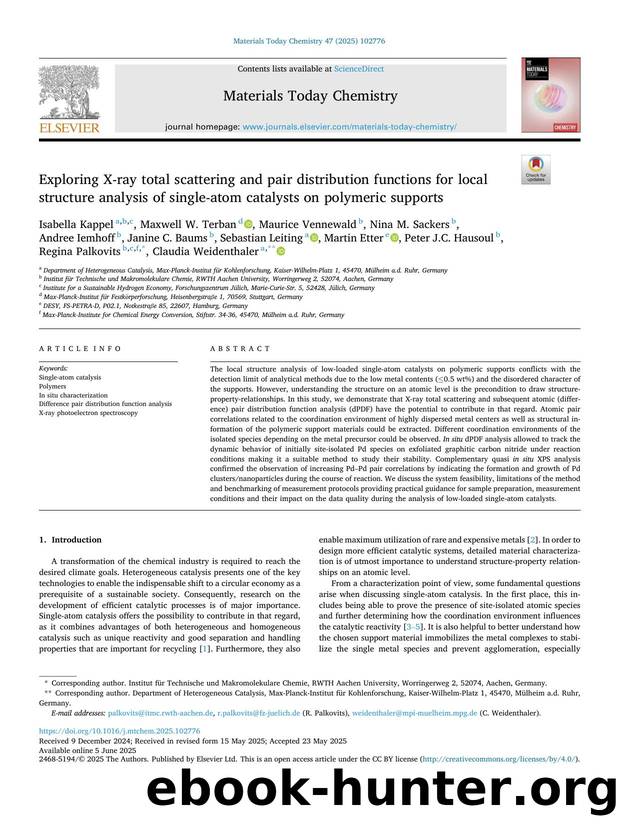 Exploring X-ray total scattering and pair distribution functions for local structure analysis of single-atom catalysts on polymeric supports by unknow
