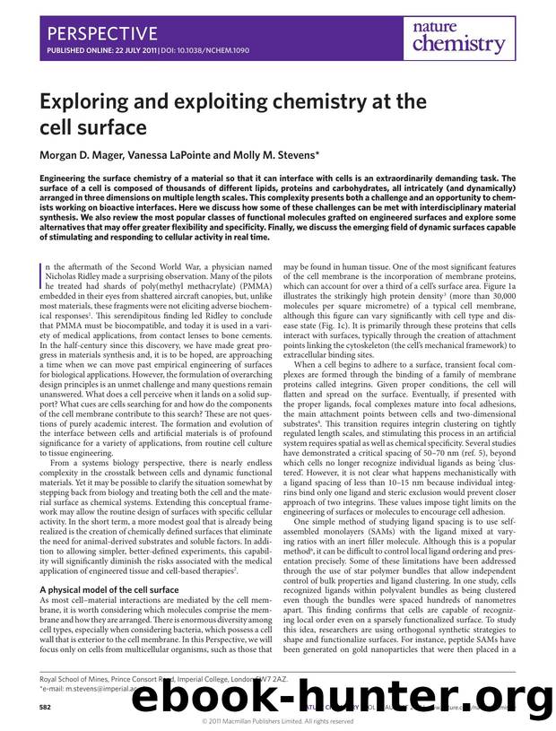 Exploring and exploiting chemistry at the cell surface by Morgan D. Mager & Vanessa LaPointe & Molly M. Stevens