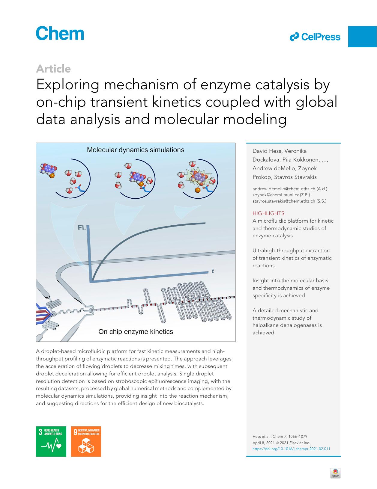 Exploring mechanism of enzyme catalysis by on-chip transient kinetics coupled with global data analysis and molecular modeling by unknow